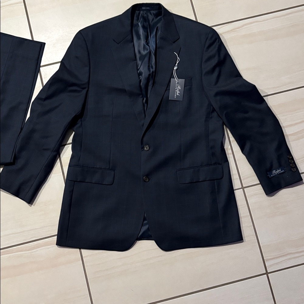 Ralph Ralph Lauren mens 44 Long mens suit 38 x30 pant Dark blue Brand New